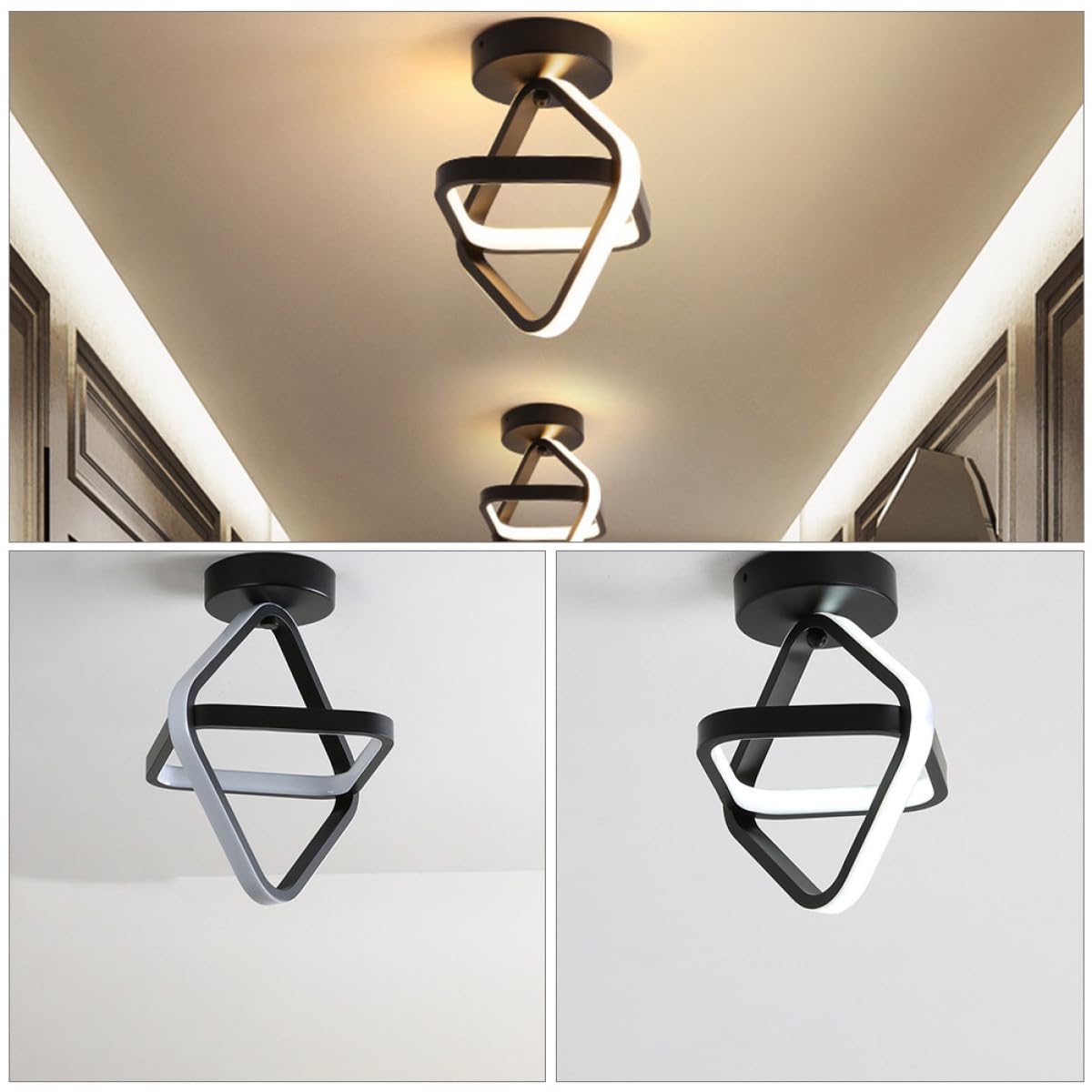 Healeved LED Deckenleuchte 220v 6000k Quadratisch Schwarz für Wohnräume