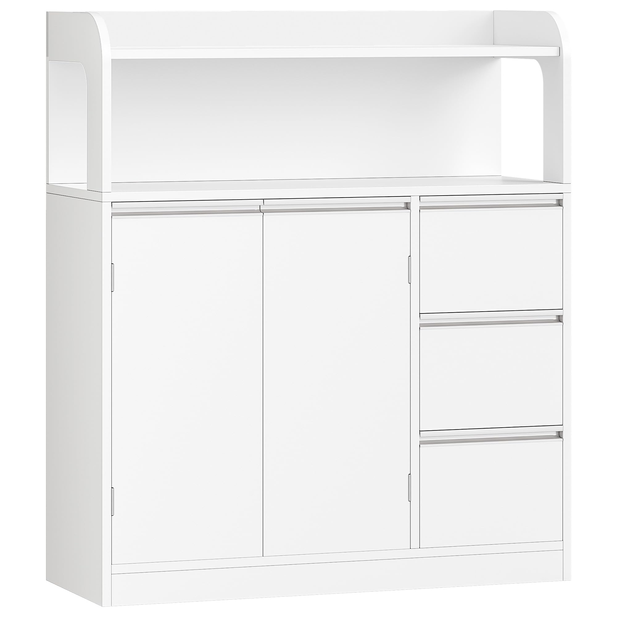 Hzuaneri Meuble Salle de Bain, Meuble de Rangement avec 3 Tiroirs et 2 Portes, Armoire sur Pied avec Étagère Réglable, Commode, Moderne, pour Salon, Salle de Bain, 30 x 80 x 92 cm Blanc 5280003X