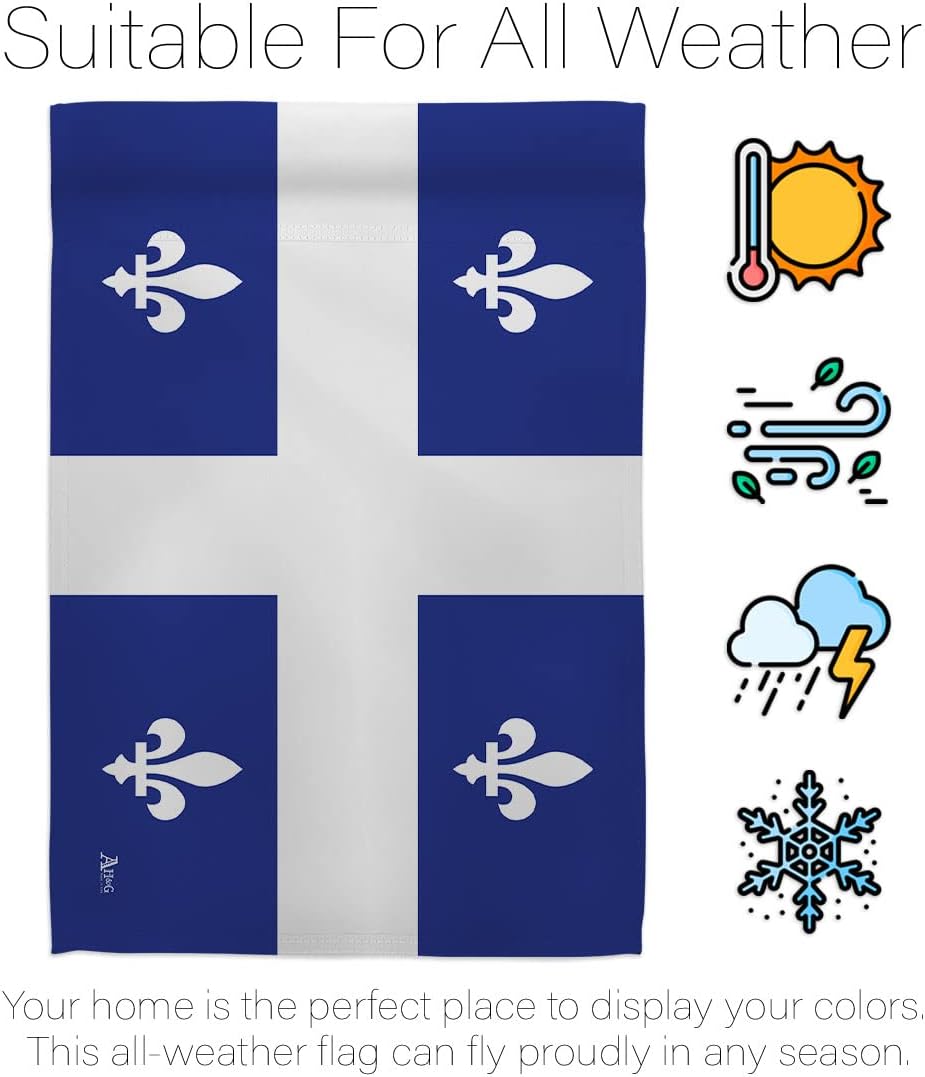 Quebec Garden Flag - Regional Canada Provinces Canadian Territories Region Country Particular Area - House Decoration Banner Small Yard Gift Double-Sided Made in USA 13 X 18.5
