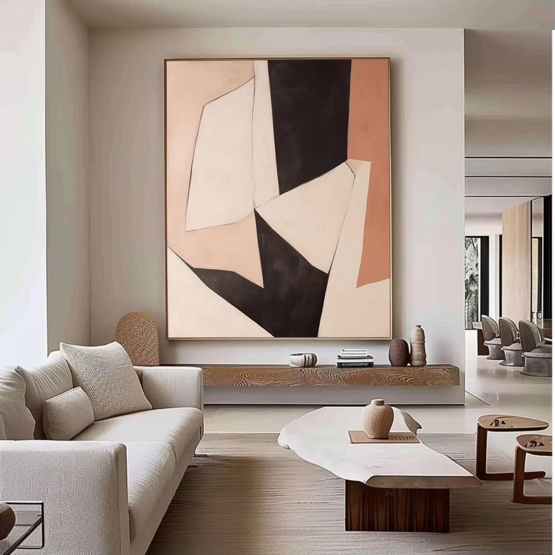DFZEWKI Brown Black Painting Mural Brown Beige Black Abstract Painting Modern Abstract for Living Room Home Decor(60x80cm(24x31in)/No frame)