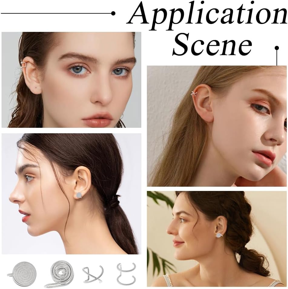 Pressure Earrings for Keloids Stainless Steel Non-Pierced Earrings Cuff Earrings Spiral Compression Earrings Adjustable Clip Earrings for Women Men Ladies