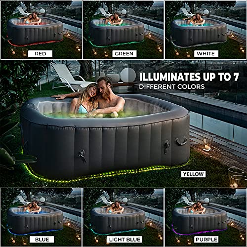 SereneLife Outdoor Portable Hot Tub - 73'' x 73'' x 25'' 6-Person Square Inflatable Heated Pool Spa with 130 Bubble Jets… - Image 6