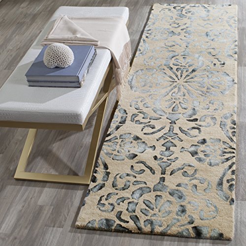 Safavieh Dip Dye Collection DDY719M Handmade Geometric Medallion Watercolor Camel and Grey Wool