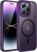 JETech Capa Magnético para iPhone 14 Pro 6,1 Polegadas Compatível com MagSafe, Case Capinha Translúcido Fosco Verso Fina à Prova de Choque Tampa (Roxo Profundo)