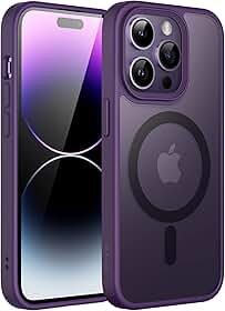 JETech Capa Magnético para iPhone 14 Pro 6,1 Polegadas Compatível com MagSafe, Case Capinha Translúcido Fosco Verso Fina à Prova de Choque Tampa (Roxo Profundo)