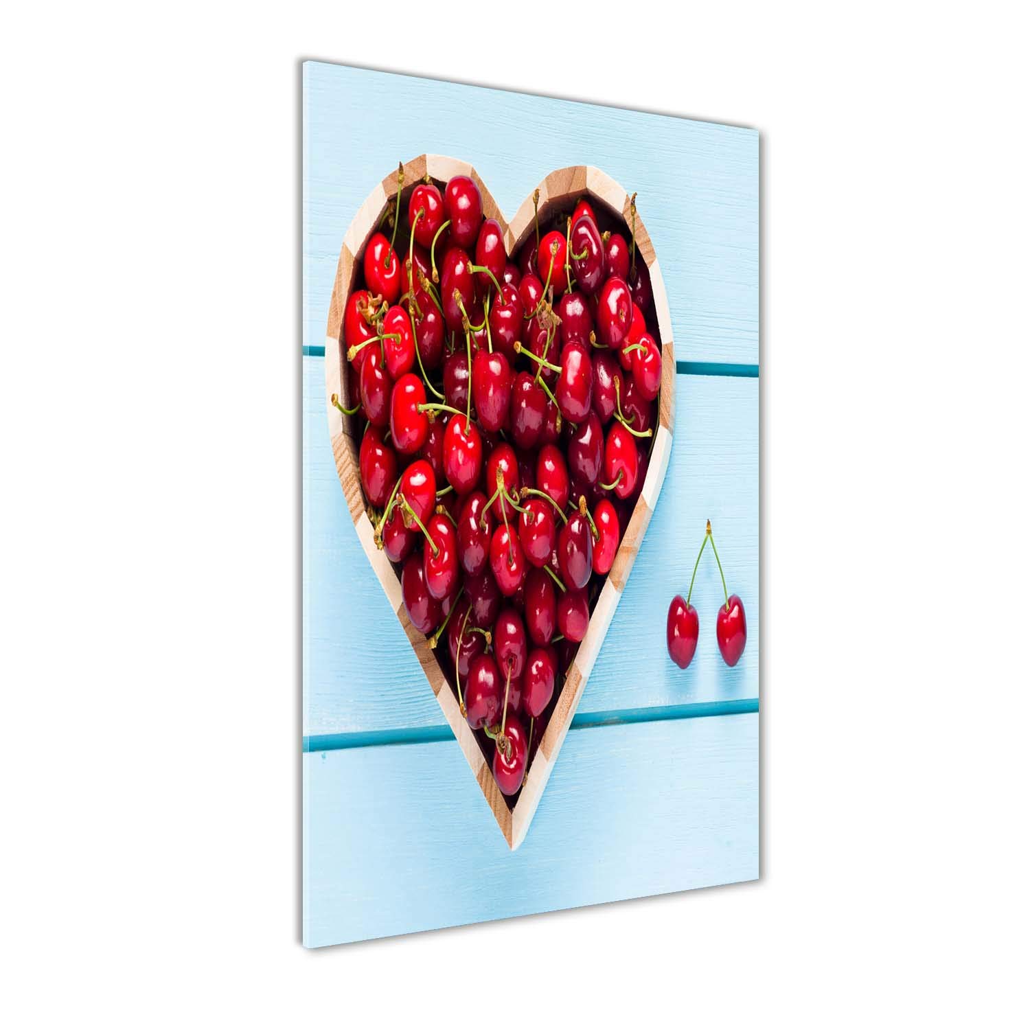 Image sur verre décorative Tulup 60x120 tableau brillant rouge cerise sur bois.