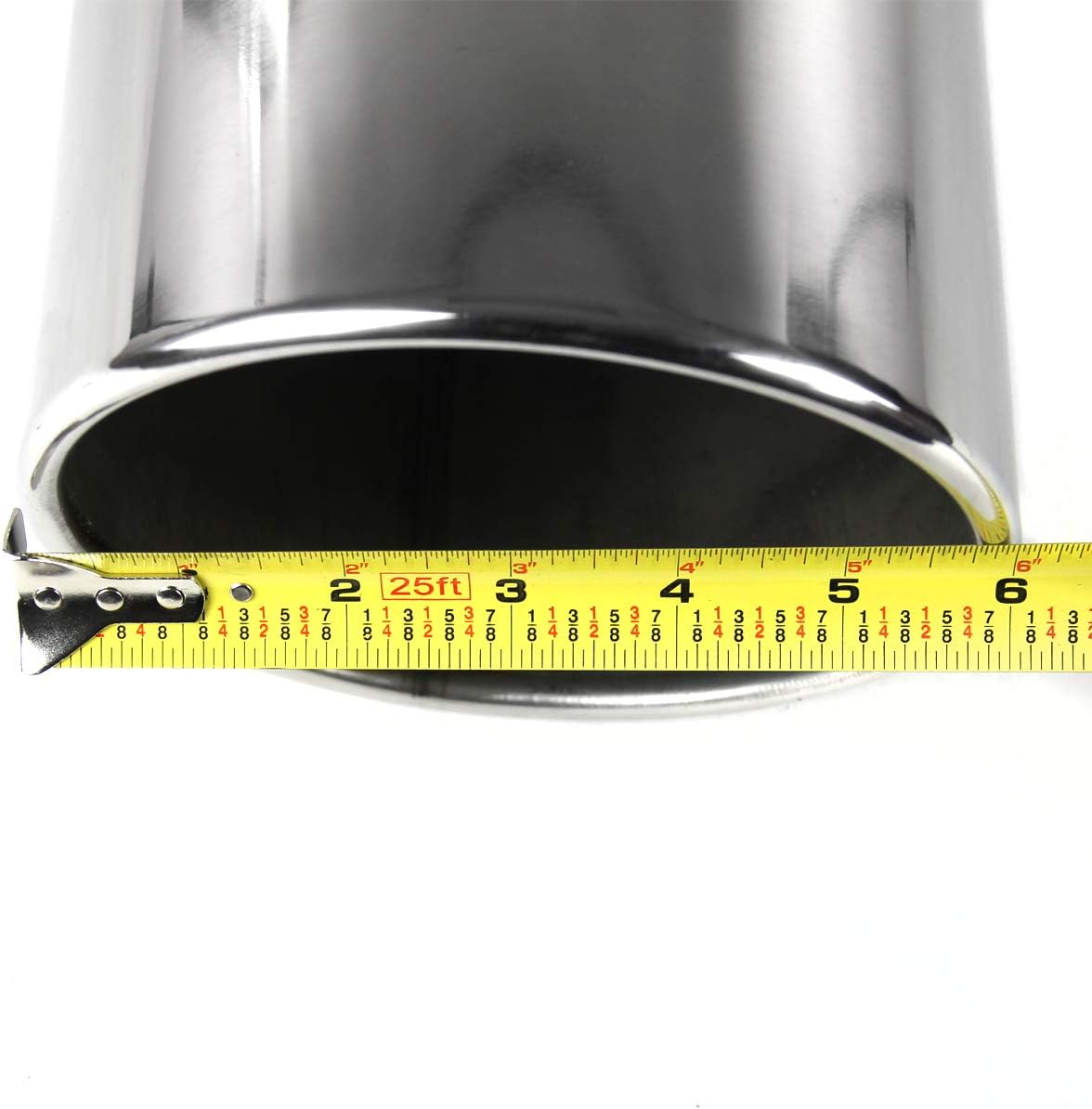 Carpartsinnovate Fits Chrome Coated Rolled Edge Angle Diesel Exhaust Tip 4" Inlet 6" Outlet 15" Long
