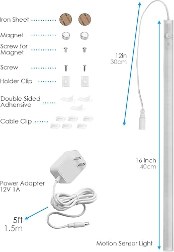 Miniatura 7 de Luces para debajo del gabinete, sensor de movimiento enchufable para interiores, 16 pulgadas, 500 lúmenes, 12 V, LED, iluminación debajo de la