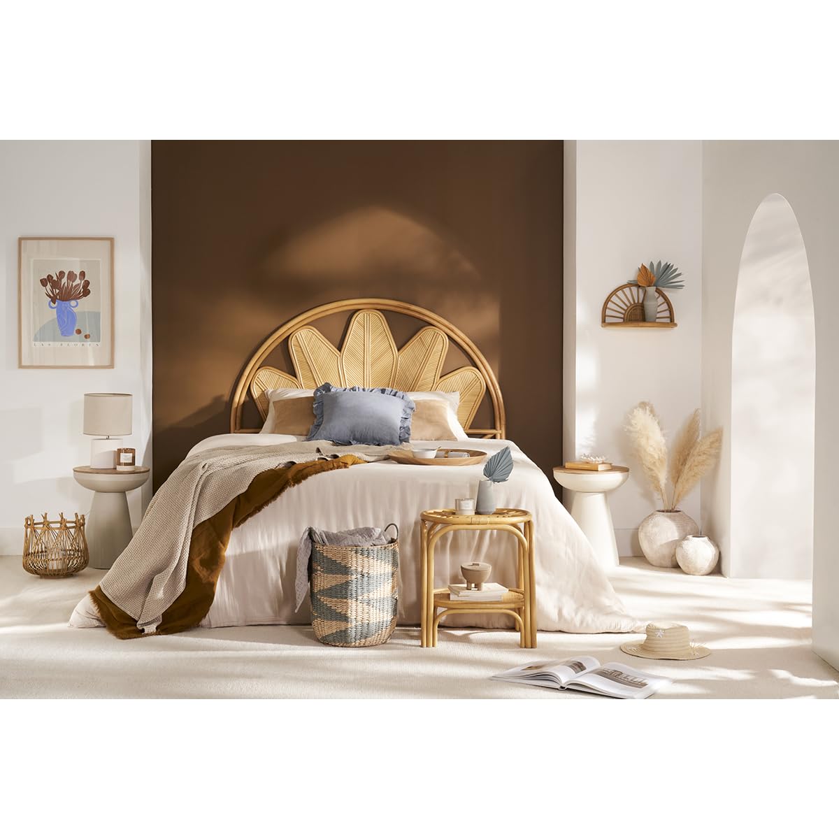 Miliboo Cabecero de Cama de ratán Natural 160 cm Nalah
