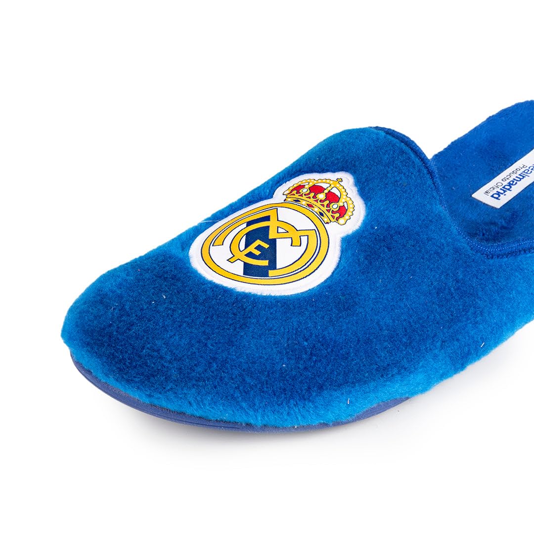 MARPEN SLIPPERS Zapatillas de casa Real Madrid CF Oficiales Temporada 25/26 para Niño o Niña, Suela Caucho Diseño Fútbol, Azul, Talla 28