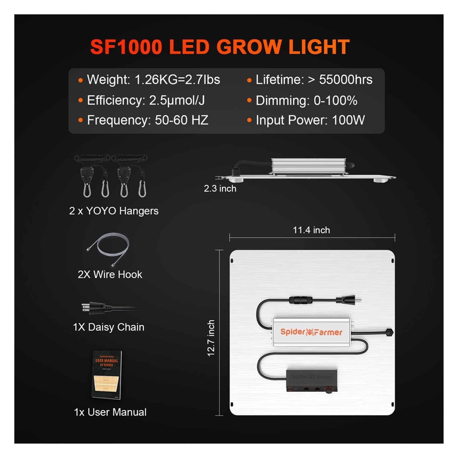 Lámpara de Cultivo, Full Spectrum LED Grow Light LM301B Controlador Regulable for Plantas de Flores Vegetales Hidroponía Interior