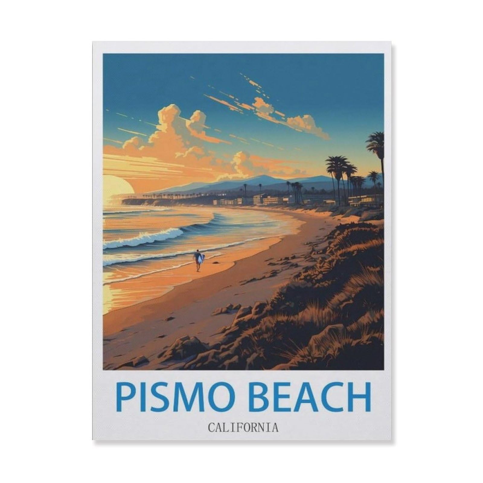 Vintage Art Metal Signs Funny Sign，Pismo Beach California，Wall Artwork Metal Poster Bathroom Decor Vintage Country Decor Retro Metal Poster(30x40cm）12x16 inch-EI45