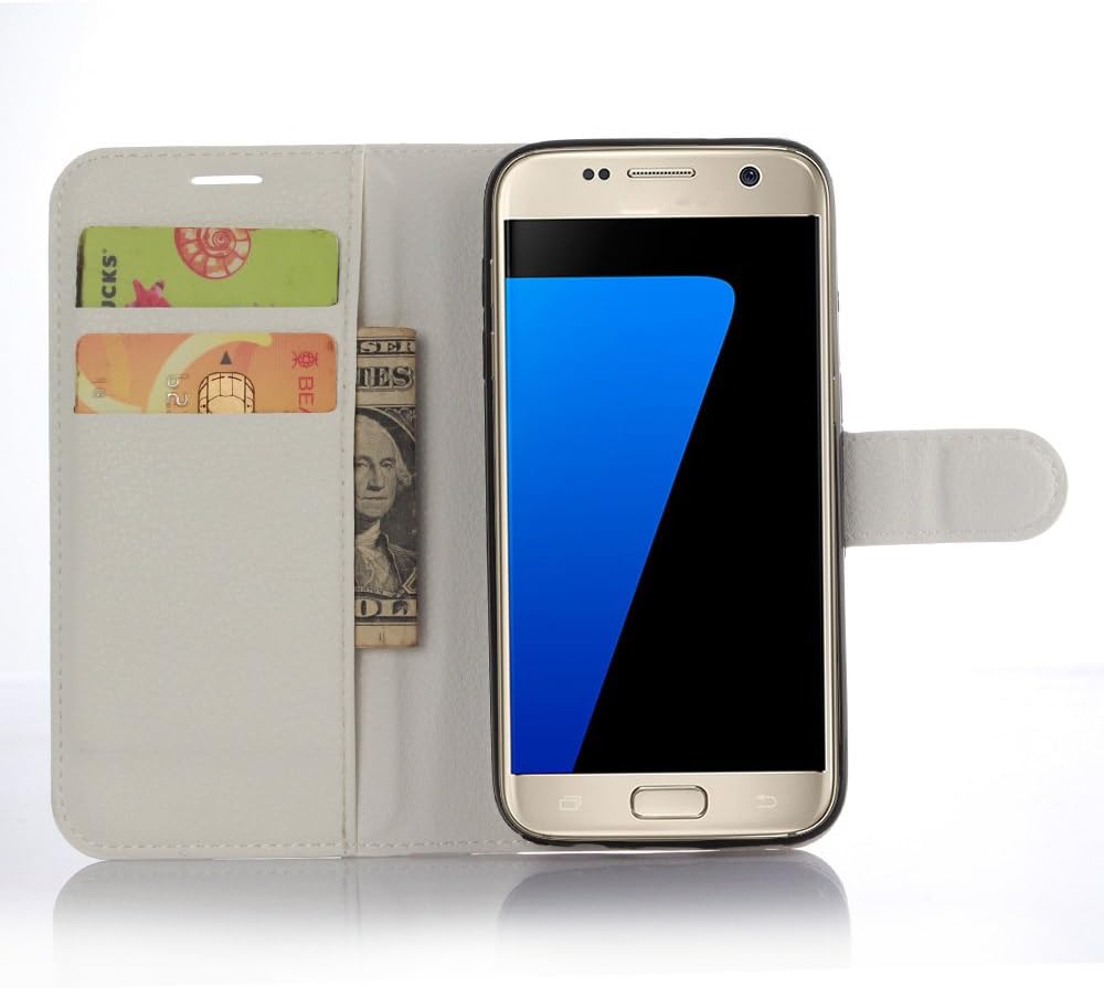 FENGYAO Samsung Galaxy s7 S7 phone shell phone holster embossed card clamshell mobile phone sets protective sleeve (白色)