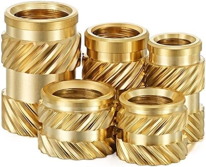 PiWine Brass Knurled Nuts,Threaded Insert, 50PCS M4 M5 M6 Brass Hot Melt Inset Nuts Thread Copper Knurled Threaded Insert Embedment Nuts (Color : M5x5x8) (Color : M5x4x7)