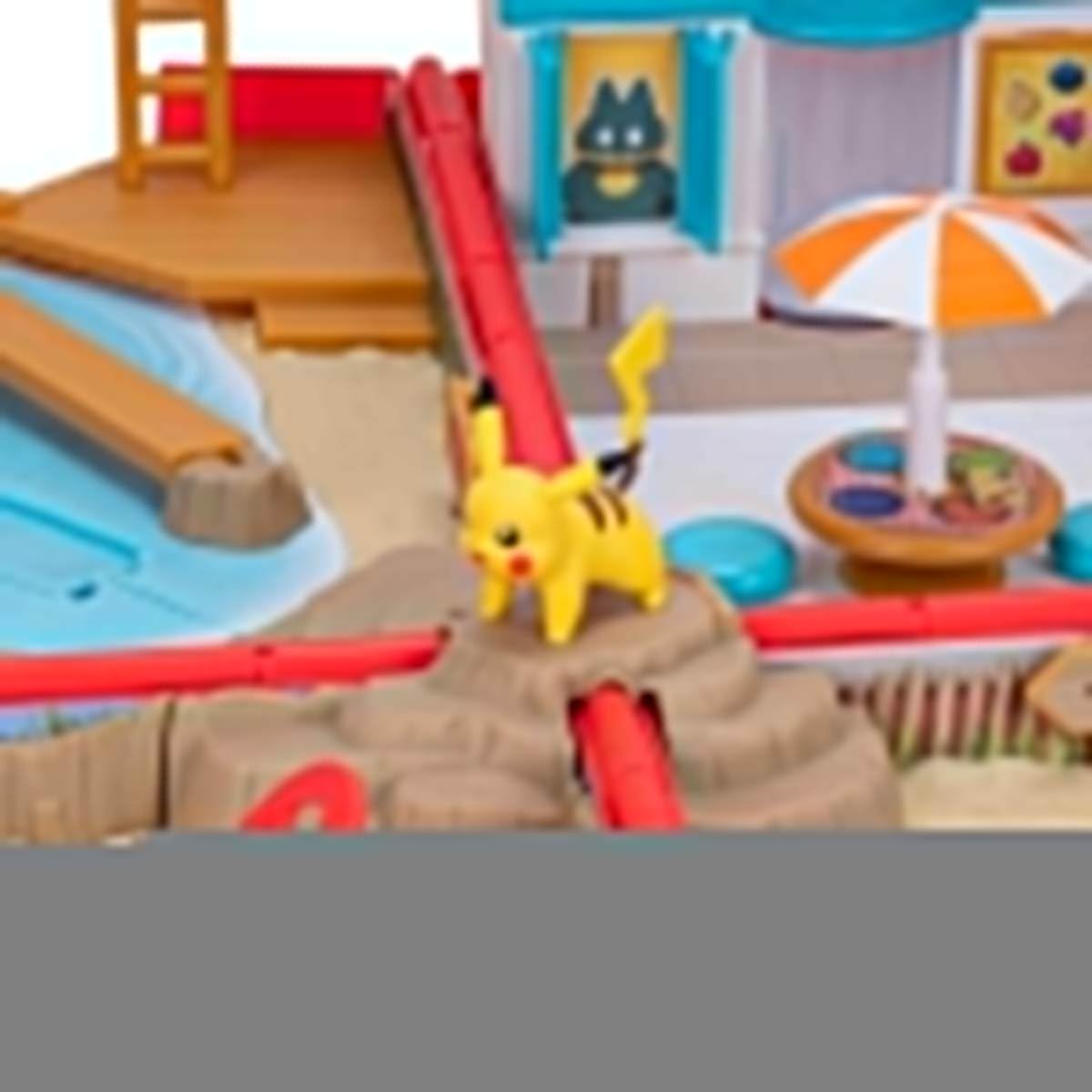 Pokémon PKW3424 - przenośny zestaw do zabawy - arena plażowa, oficjalny, składany świat zabawy z Pikachu, od 4 lat
