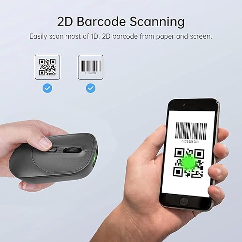Miniatura 3 de THARO Nuevo escáner de código de barras inalámbrico para mouse, 2 en 1, escáner de código de barras de mano 2D con funciones de mouse inalámbricas