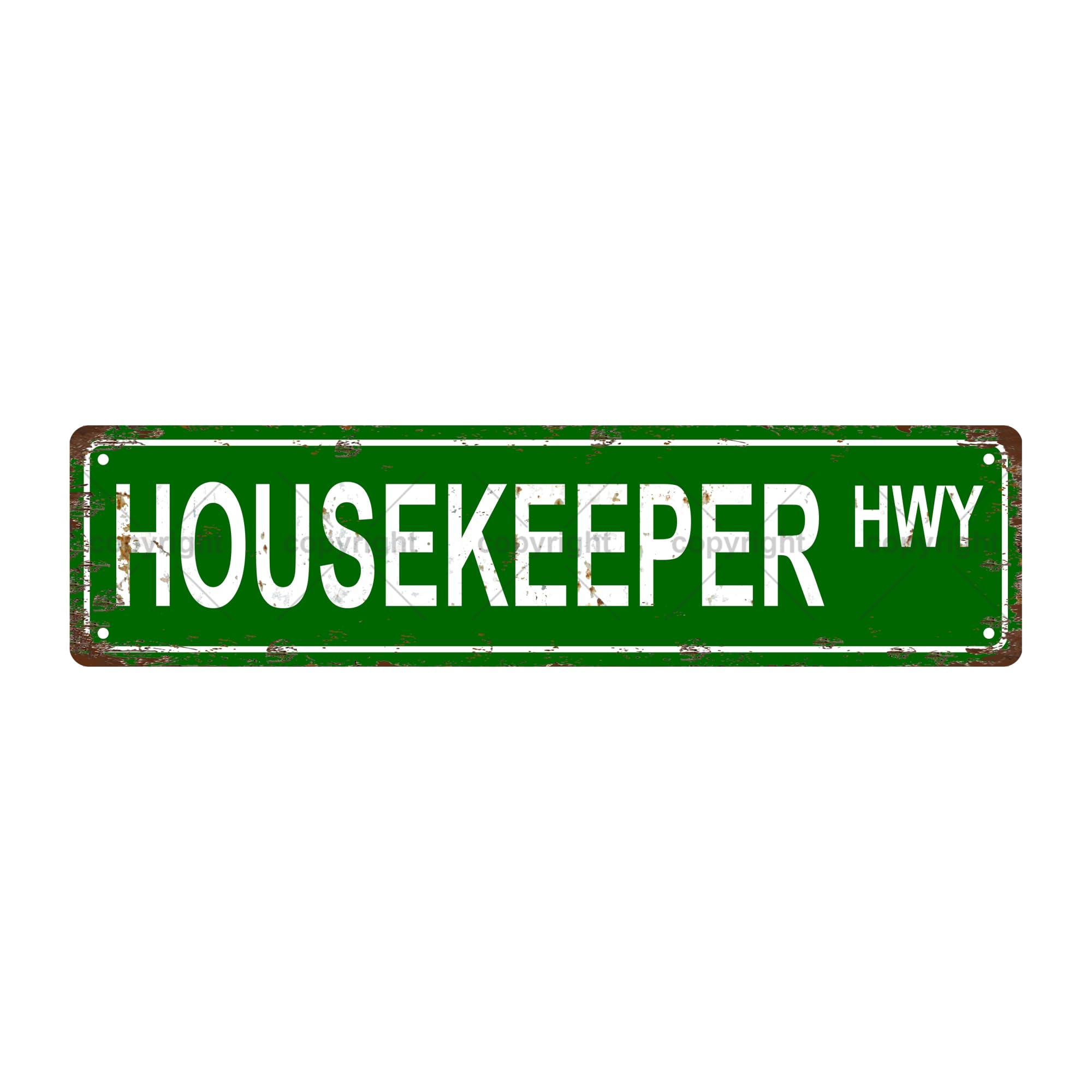 Housekeeper HWY Occupation Metal Tin Street Sign Bar Cafe Garage Cave Home Room Wall Bathroom Farmhouse Garden Porch Patio Decor,4x16 Inch