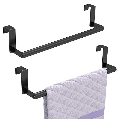STWWO Over the Door Towel Rack (Black), 2 Pack