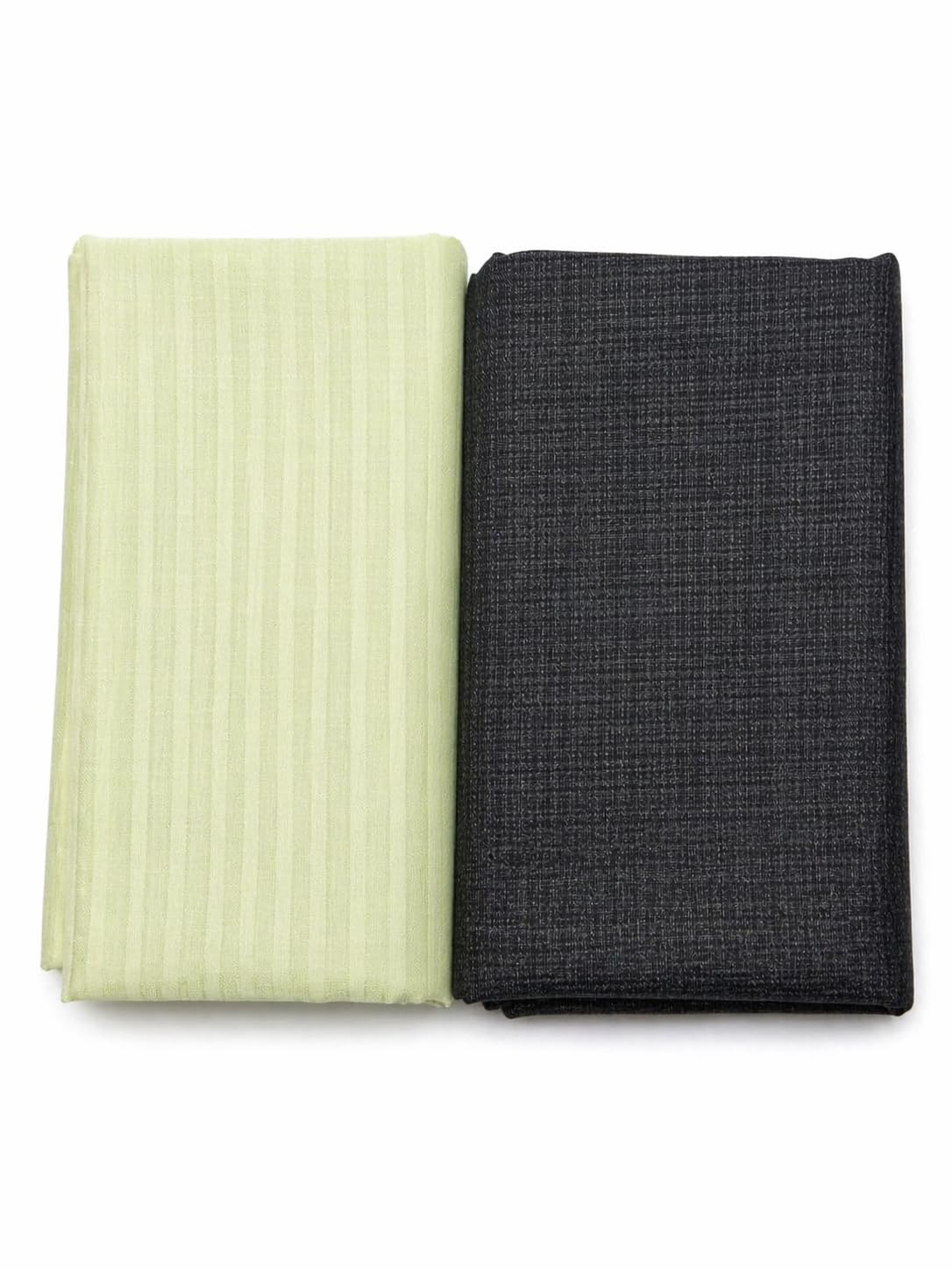 Men's Unstitched Shirt and Pant Fabric Combo, Light Green and Black, Wrinkle-Resistant, Lyra 2.5m + Maza 1.2m, Formal Wear-image-0