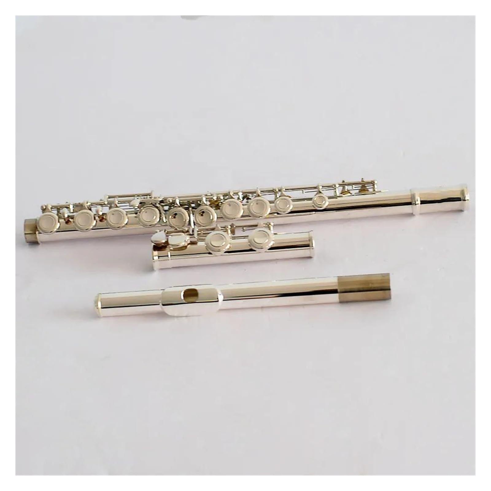 Flauta De Cuerpo Niquelado De Cuproníquel, Instrumento De Flauta De Tono C Con Orificio Cerrado De 16 Agujeros Con Estuche Flauta Travesera Kit