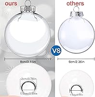 Vista 2 de Esferas de adorno de plástico transparente de 3.15 pulgadas, bolas de Navidad, adornos rellenables de bricolaje, adornos transparentes