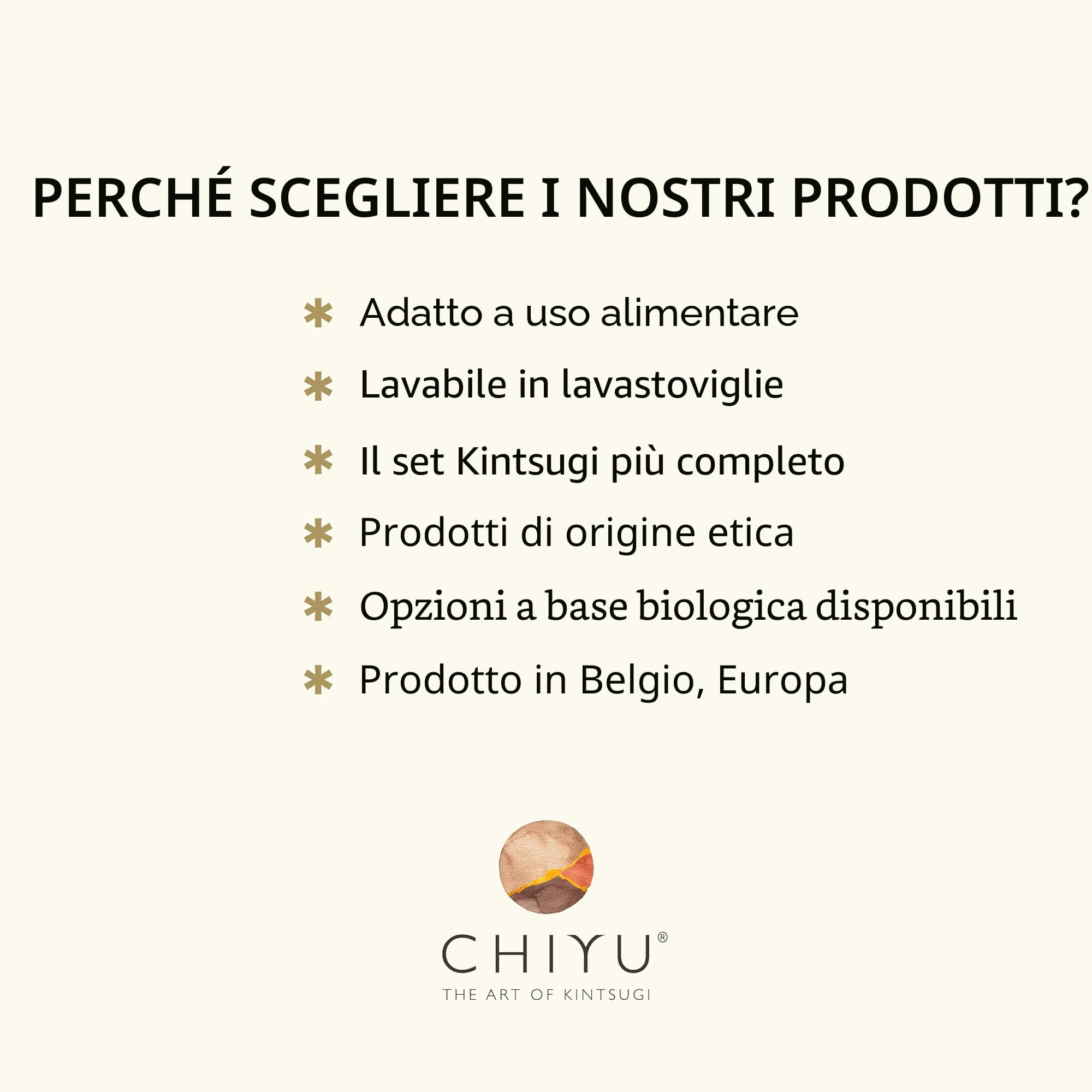 CHIYU Kit Kintsugi - Heal Your Heart - Colla d'oro - Include un cuore in ceramica - Scatola regalo - Kit di riparazione Kintsugi - disponibile in Carbone Arrossire e Avorio (Avorio)