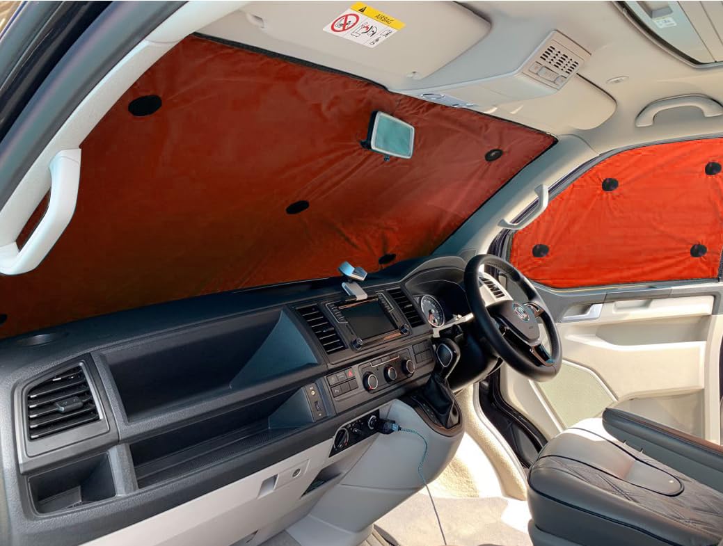 Covprotec Thermal Window Blinds Compatible With LTI Black Cab (2002-Present)(5 door)(Rear Set Without Stealth) With Backing Colour In Tango Orange