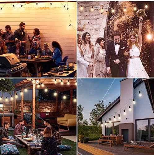 DeepDream Solar Festoon Lights Outdoor, 7.6M/25ft G40 LED Solar Garden String Lights with 12+1 Bulbs, Waterproof Hanging Lights with 4 Modes for Garden Patio Yard Party Balcony Wedding (Warm White)