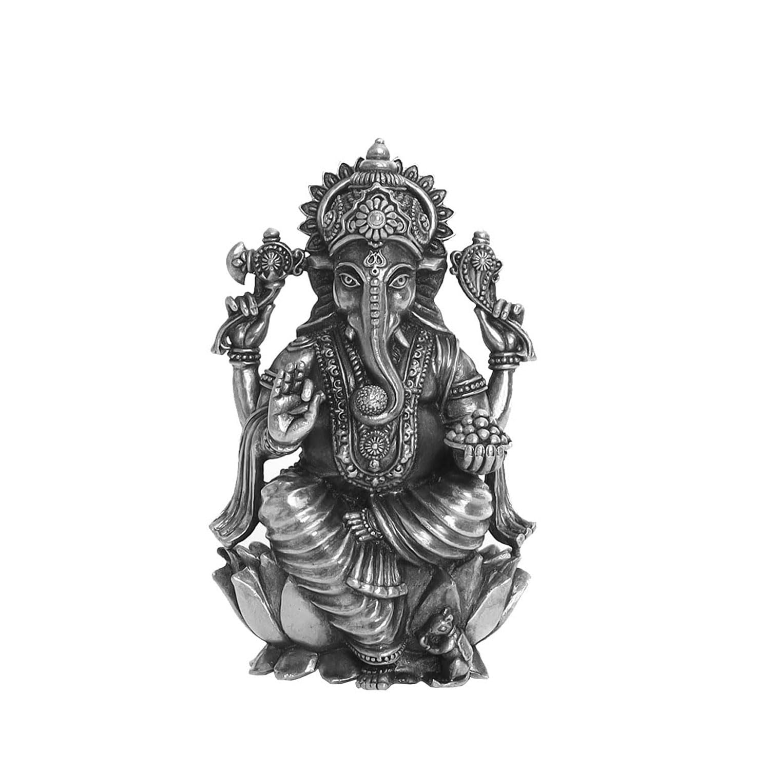 SHIJPIK 92.5 Pure Silver Ganeshji Idol (4x3 cm) β Handcrafted Silver Murti for Pooja Room, Office & Home Decor β Ideal for Gifting