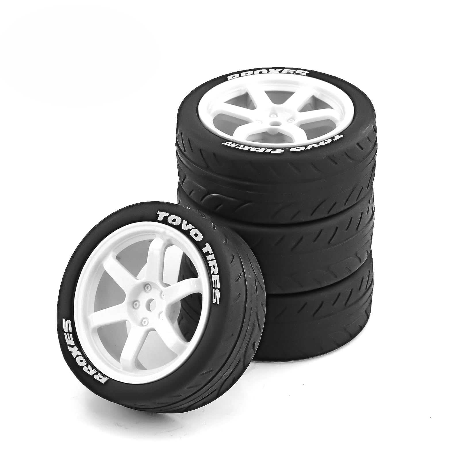 WLYEJEA1/10 RC On-Road Tires 4PCS 5 Spoke 12mm Hex RC Wheels and Tires Compatible for 1/10 On-Road Touring Car Traxxas Tamiya tt01 tt02 HSP HPI Kyosho