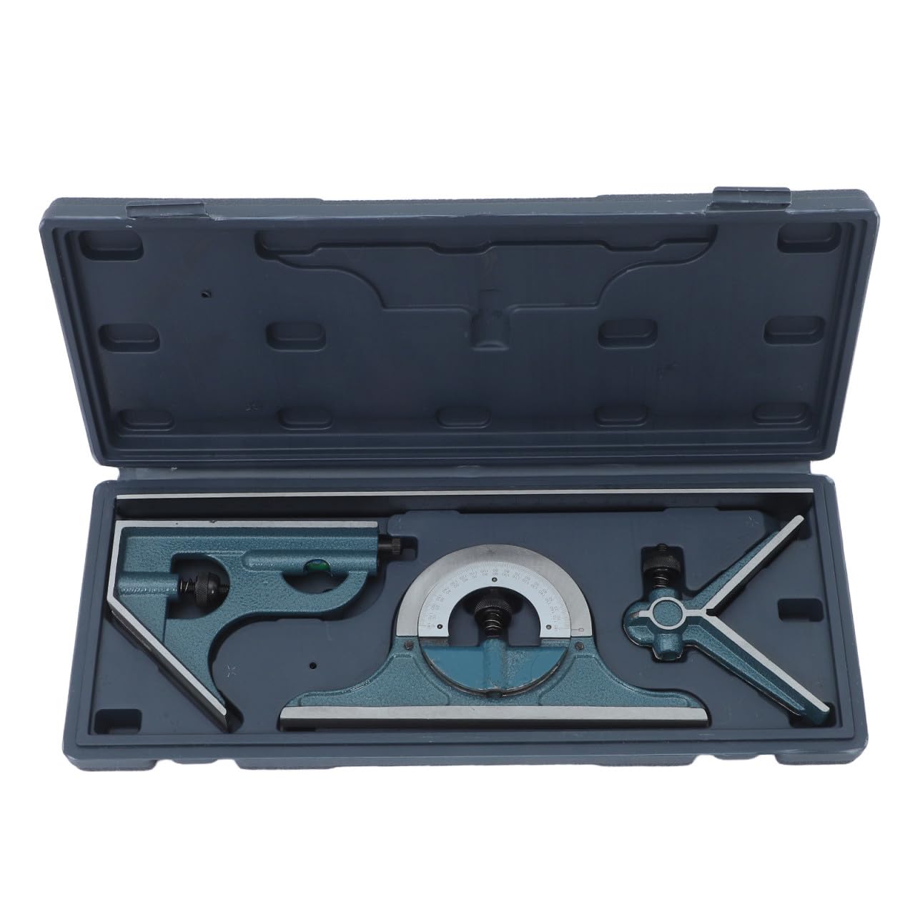 GALPADA Juego de Escuadra Combinada de 12 Pulgadas, Transportador de Bisel Deslizante Ajustable, Acero al Carbono, 0-180°, Estuche Protector, para Carpintería y Metalistería