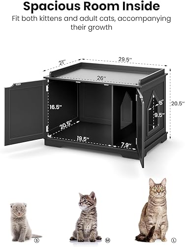 Miniatura 7 de Muebles de caja de arena para gatos, caja de arena oculta para gatos de interior, amplios muebles de baño para gatos con divisor extraíble, fácil