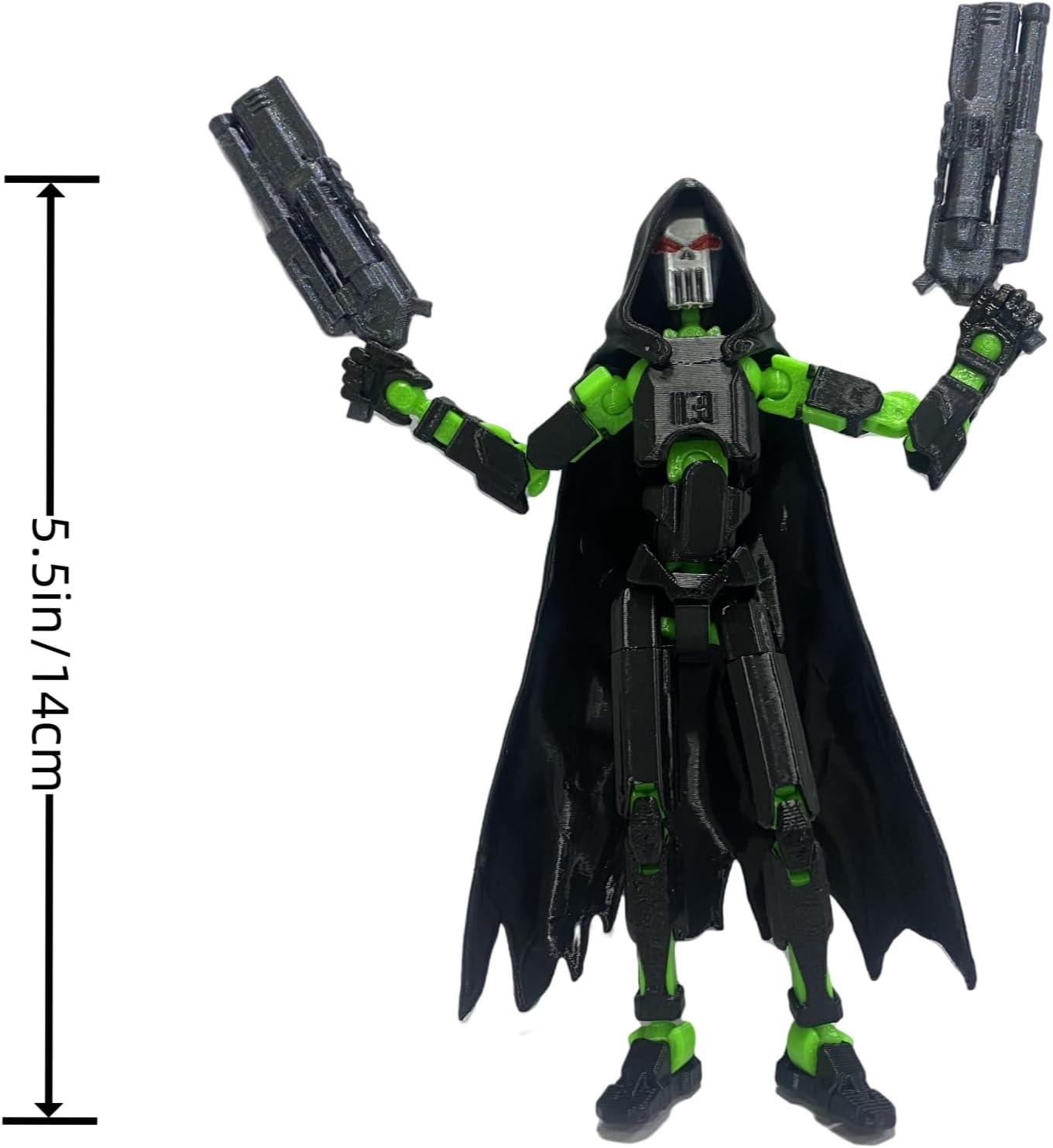 SENROELECTRONAGE T13 Action Figure Assembly Completed, New 2Pcs Dummy 13, Lucky T13 Action Figure, 3D Printed Multi-Jointed Movable, Black Green, Black Red Devil's Scythe Action Figures