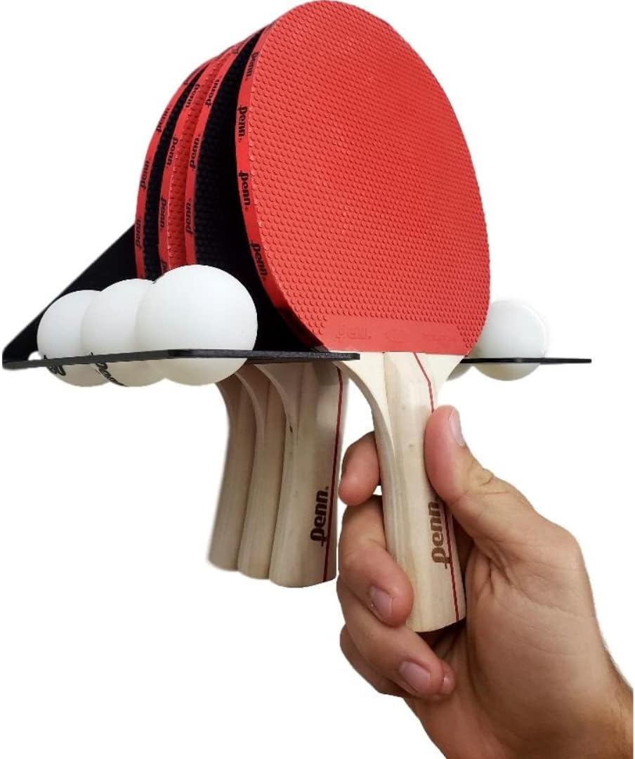 IRON AMERICAN Elite Ping Pong and Table Tennis Storage Rack, Made in USA - 1.375 Inch Slot for Balls and 3.25 Inch Slot for Paddles, Ping Pong Ball Holder, Hardware Included