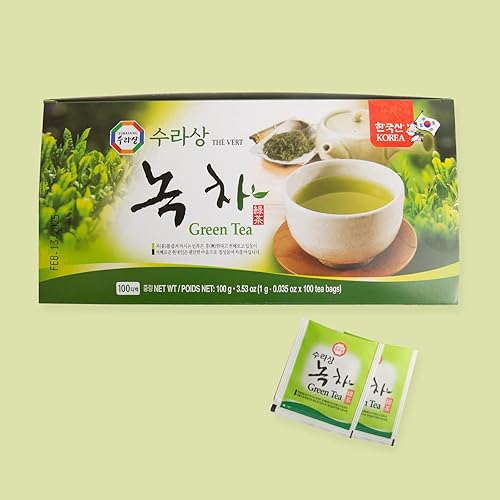 Miniatura 6 de Surasang Té verde coreano, té verde simple y clásico, 100 bolsitas de té