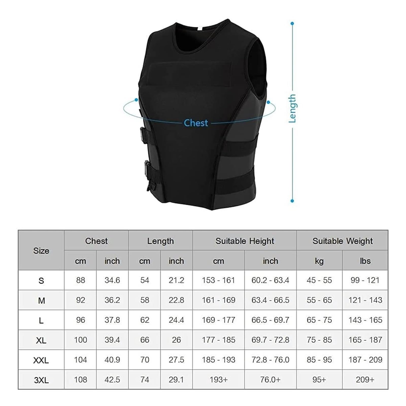 Verstellbare Kajakweste mit Reißverschluss und Schnallen | Neopren-Kajakweste for Angeln, Bootfahren, Surfen, Kajakfahren, Kanufahren, Wassersport