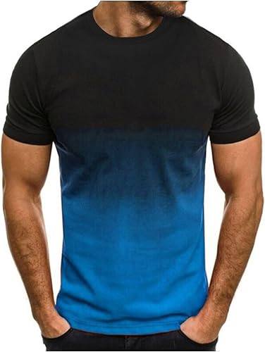 Camisas de manga corta para hombre, camiseta degradada de manga corta para hombre, estilo casual, moda urbana, cuello redondo, camiseta para hombre