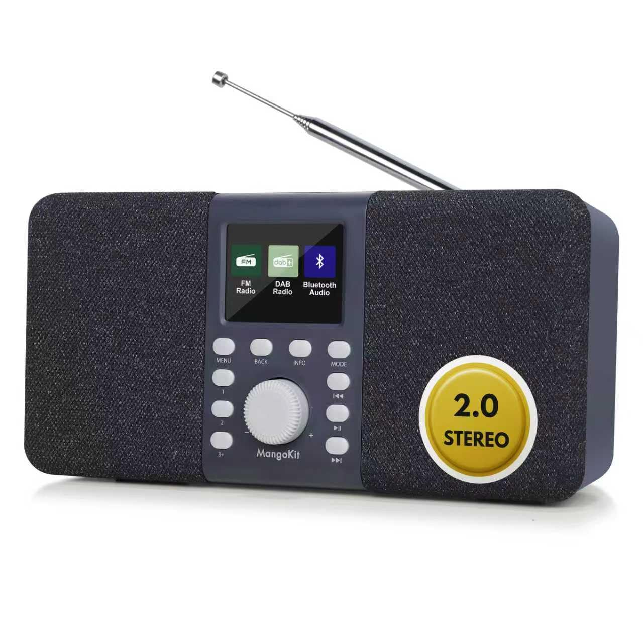 Radio Numérique DAB+ Stéréo Portable Bluetooth FM 40 Stations Préréglées Gris Foncé