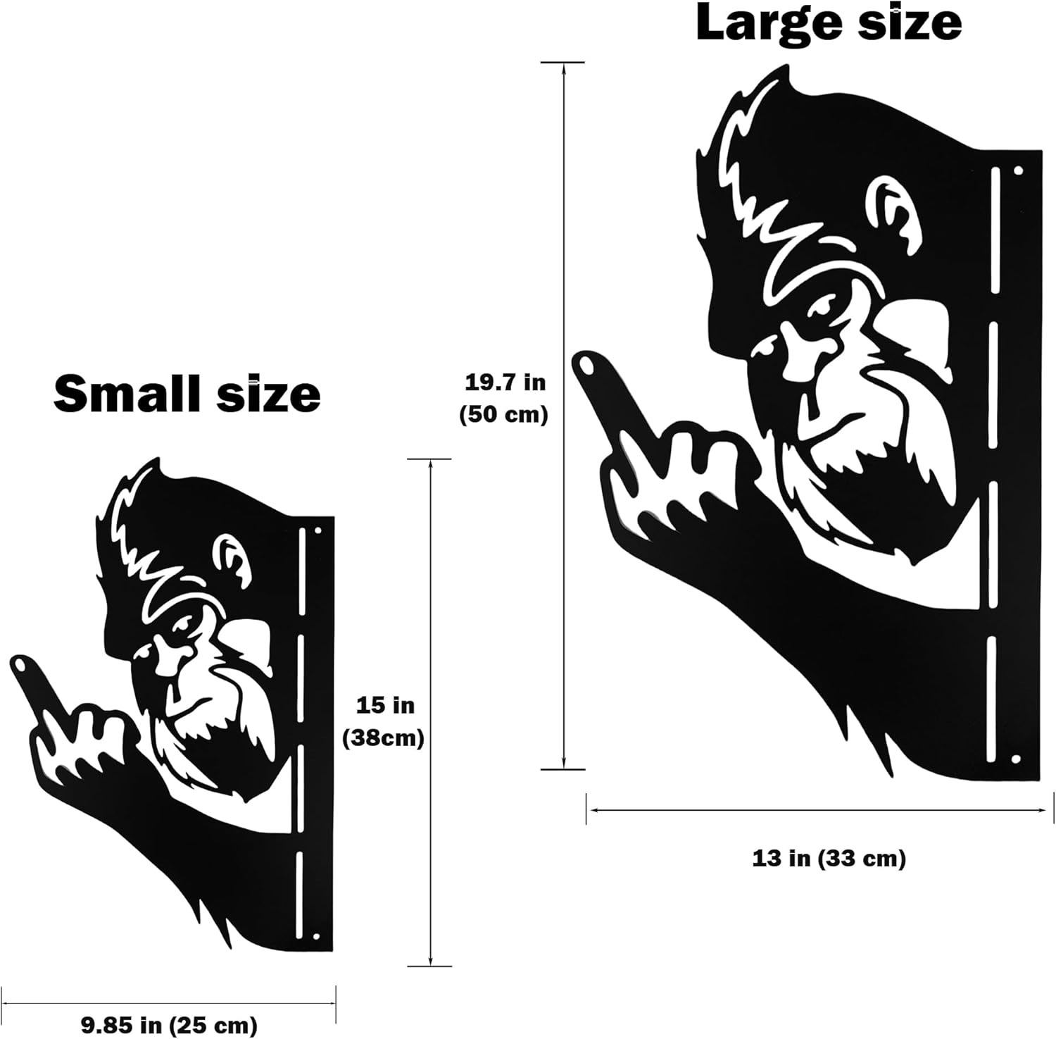 19.7x13 in Sasquatch Peek Flip Off Metal Sign Animal Bigfoot Middle Finger Plaques Cutout Decor Tree Fence Yard Garden Patio House Outdoor Wall Art