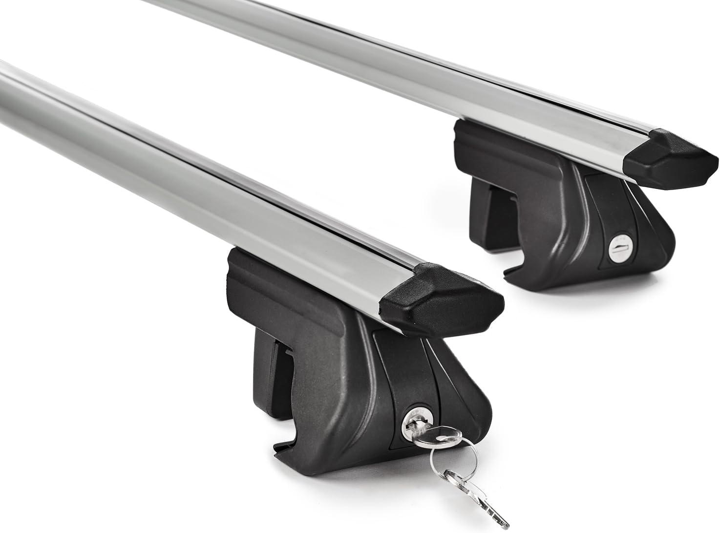 Close-up of the antitheft lock and key for Green Valley TRAX roof bars