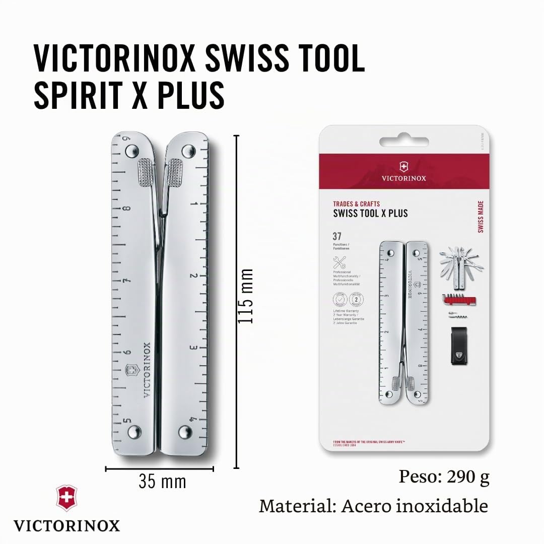 Victorinox Swisstool X Plus, Navaja multiusos suiza en funda de cuero