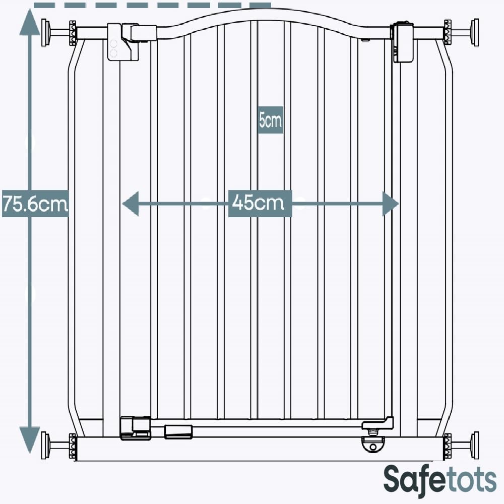 Safetots Cancelletto di Sicurezza con Parte Superiore Incurvata, 71cm - 80cm, Bianco Opaco, Montaggio a Pressione, Cancelletto per Bambini per Porte, Corridoi e Spazi Stretti, Barriera di Sicurezza - 4