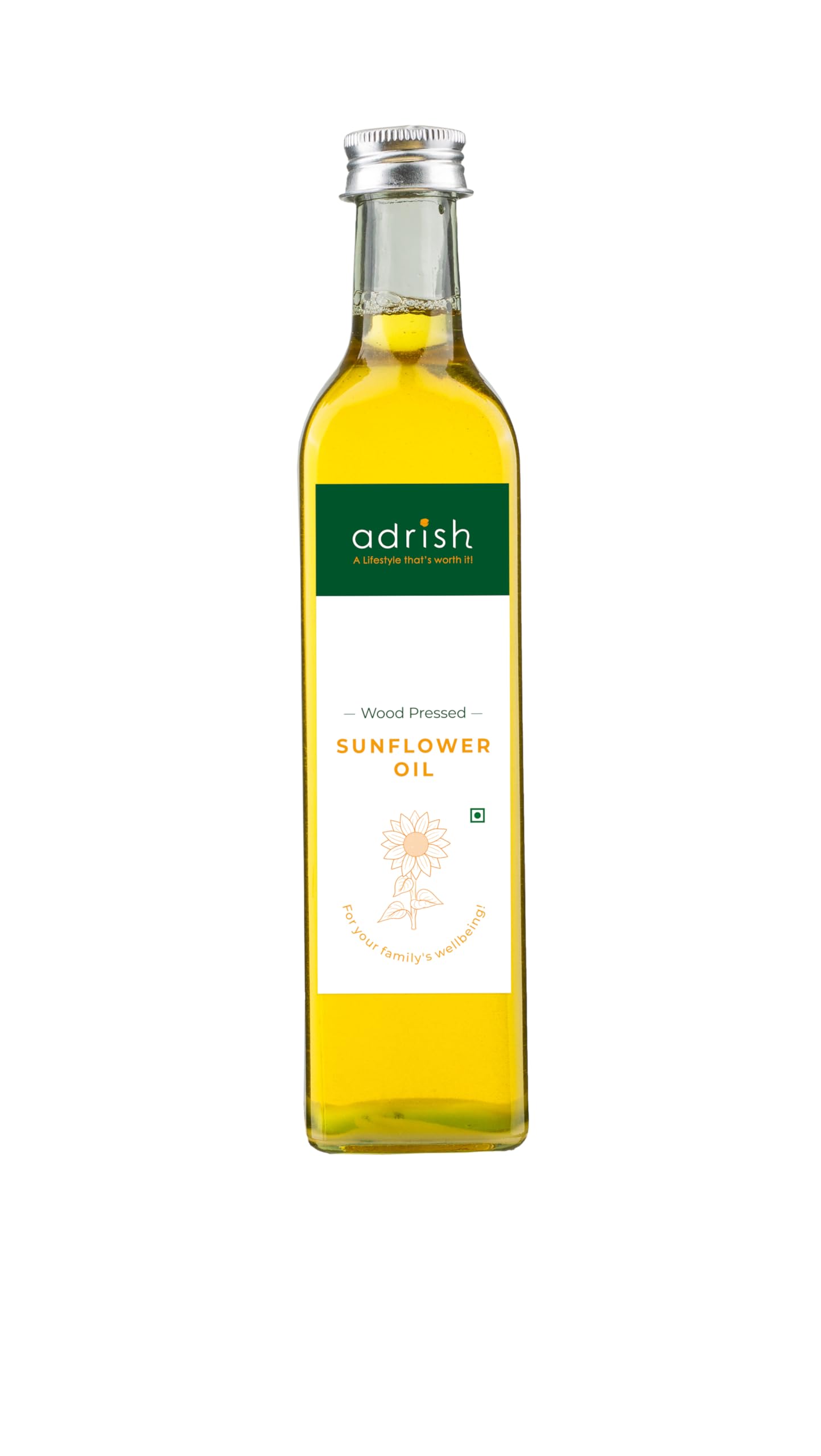 Adrish Zerowaste Wood Pressed Sunflower Oil - (500ml) - Organic | Unrefined Cooking Oil| Wooden Ghani | High in Anti-Oxidants | Kachi Ghani Sunflower Oil | Glass Bottle (B098L7GP2J) Amazon Price History, Amazon Price Tracker