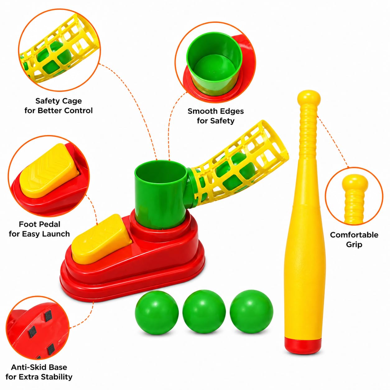 Goyal's Automatic Pitcher BaseBall Game - Bat & Balls! -7