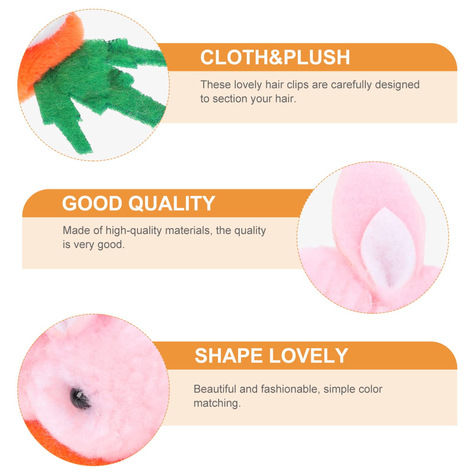 minkissy 4 Pièces Pinces à Cheveux Lapin Peluche Barrettes à Cheveux Carotte Filles Coiffe Lapin Lot