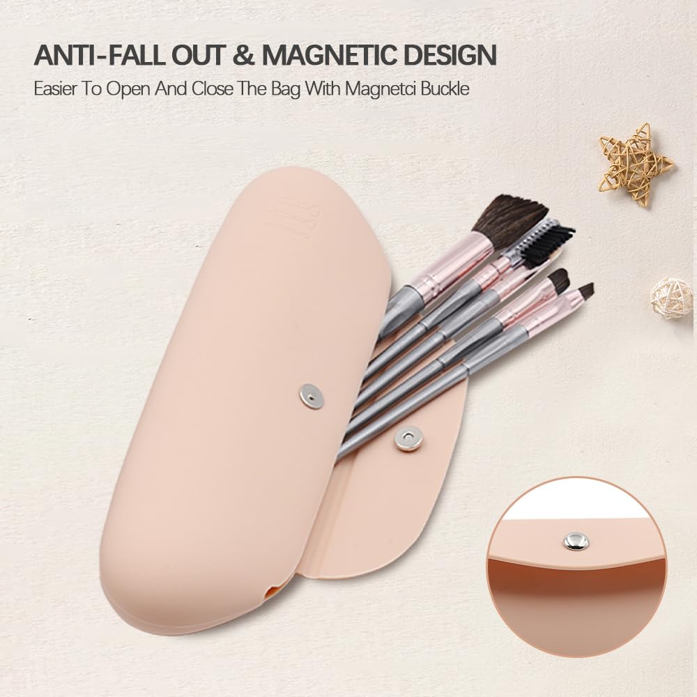 TUCANA Premium Travel Makeup Brush Holder with Magnetic Closure - Organize & Secure Your Brushes, Khaki, Nature - Image 3