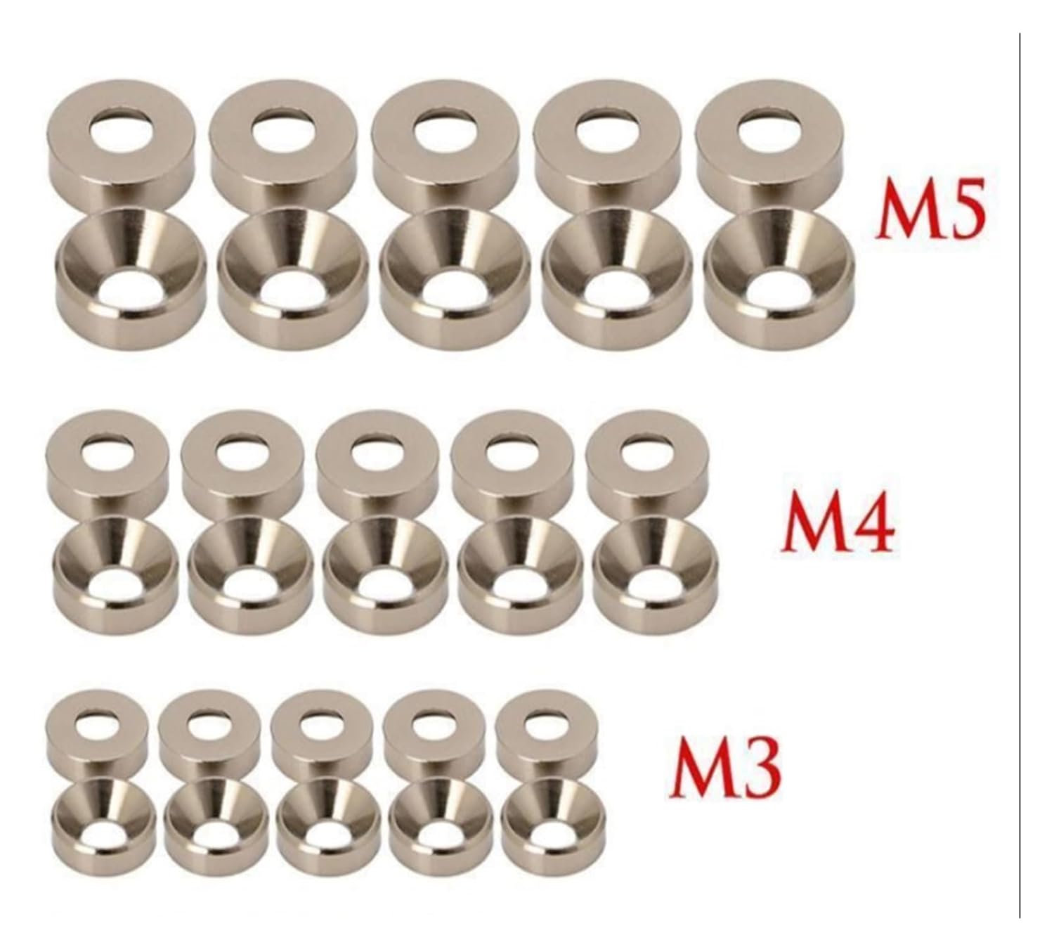 Aluminum Alloy M2 / M2.5 / M3 / M4 / M5 / M6 Anodized Countersunk Head Bolt Washers Gasket(Silver,M5)