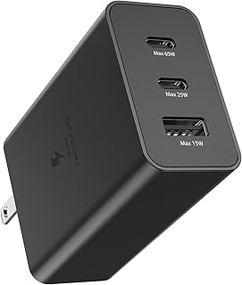 Samsung 65W 3-Port Super Fast Charging Wall Charger, GaN Trio Adapter for Samsung Galaxy S23 Ultra/S23/S23+/S22/S22 Ultra/S22+/S21 Ultra/S20 Ultra/Note 20/Note 10/Z Fold 3/ Earbuds/laptops