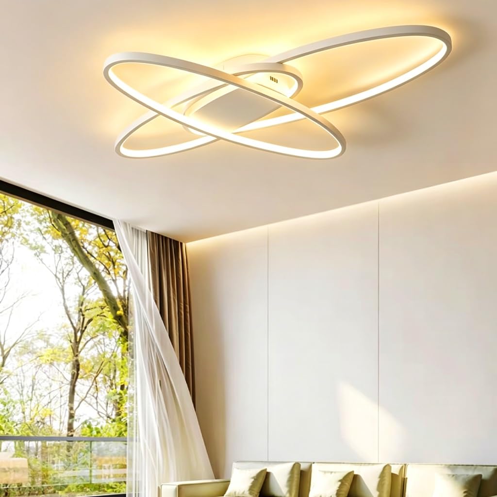 Plafonnier moderne LED double anneau en aluminium pour salon et chambre