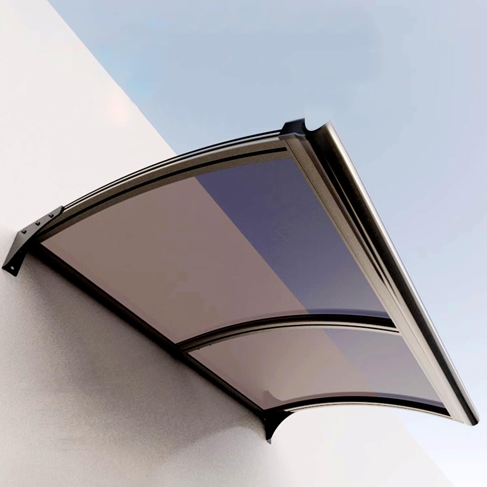 Auvent de fenêtre de porte silencieux en PC avec toiture anti-UV et protection contre la pluie